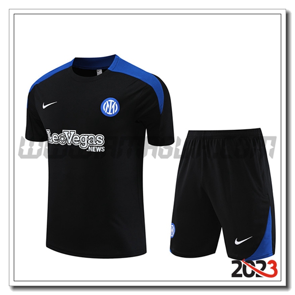 Kit Maglia Allenamento + Pantaloncini Inter Milan Nero/Blu 2023 2024