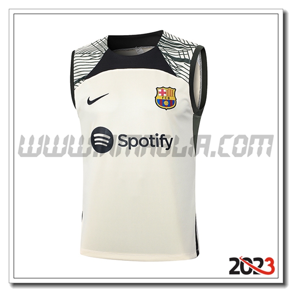 Canotta Allenamento FC Barcellona Beige/Nero 2023 2024