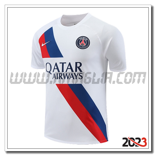 T Shirt Allenamento PSG Bianco/Rosso/Blu 2023 2024