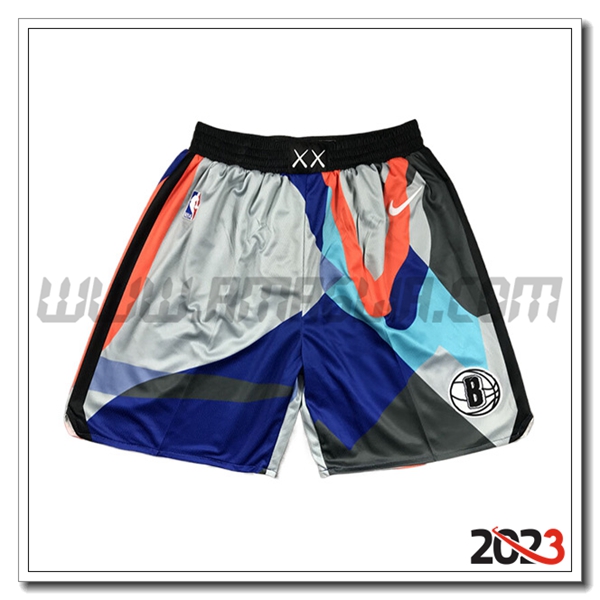 Pantaloncini NBA Brooklyn Nets 2023/24 Nero/Grigio/Blu/Rosso
