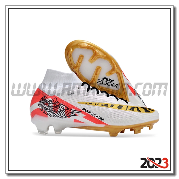 Nike Scarpe Da Calcio Zoom Superfly 9 Elite MR FG Bianco/Nero/Arancia/Giallo