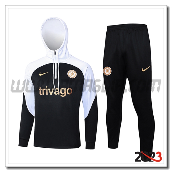 Giacca Con Cappuccio Tuta FC Chelsea Bianco/Nero 2023 2024 -03
