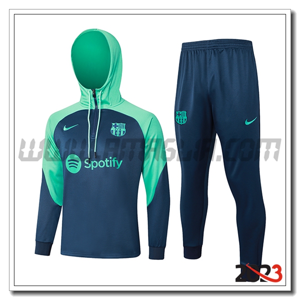 Giacca Con Cappuccio Tuta FC Barcellona Blu/Verde 2023 2024