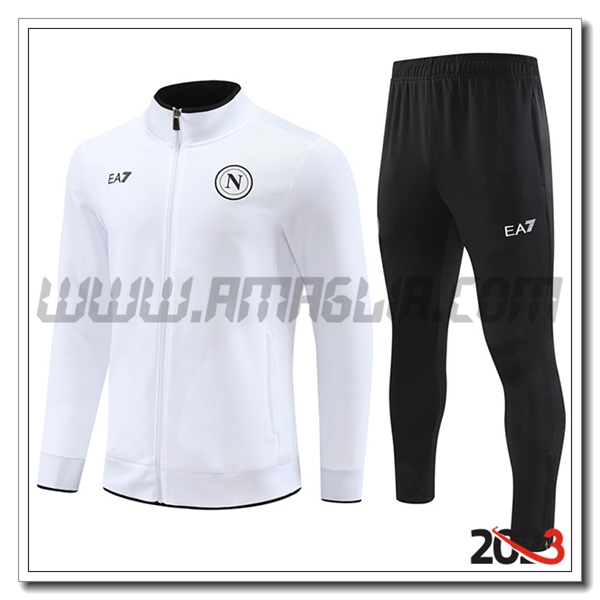 Tuta Allenamento Giacca SSC Napoli Bianco/Nero 2023 2024