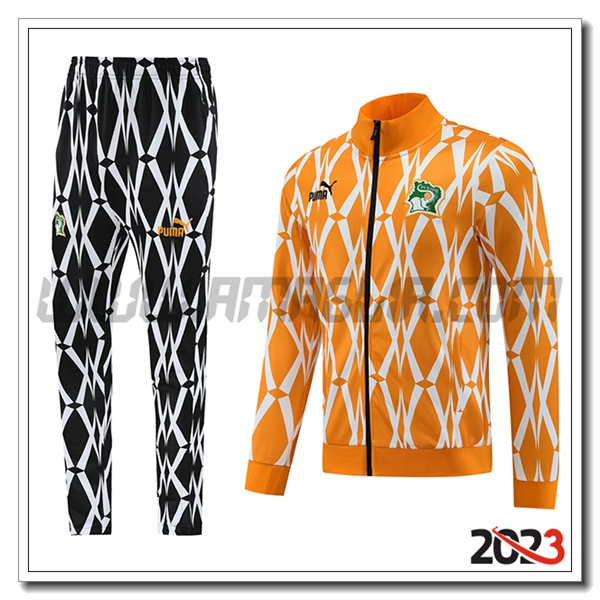 Tuta Allenamento Giacca Costa d'Avorio Arancia/Bianco/Nero 2023 2024