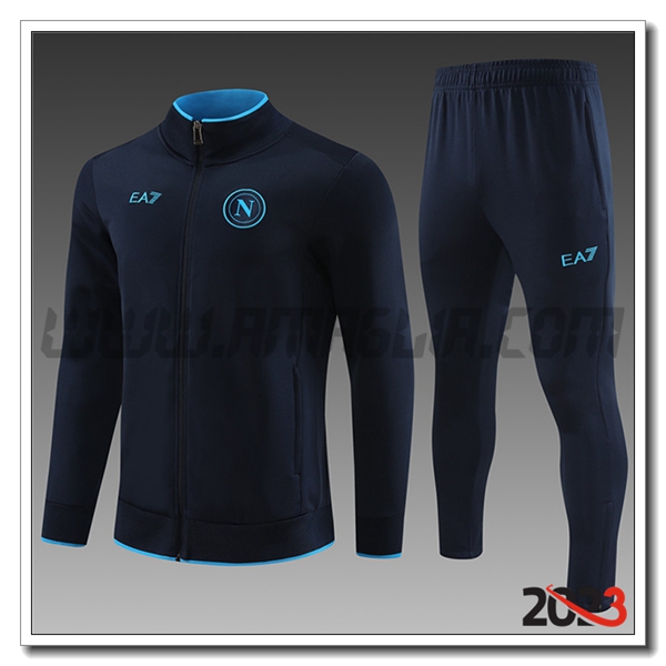 Tuta Allenamento Giacca SSC Napoli Bambino Nero/Blu 2023 2024