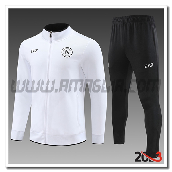 Tuta Allenamento Giacca SSC Napoli Bambino Bianco/Nero 2023 2024