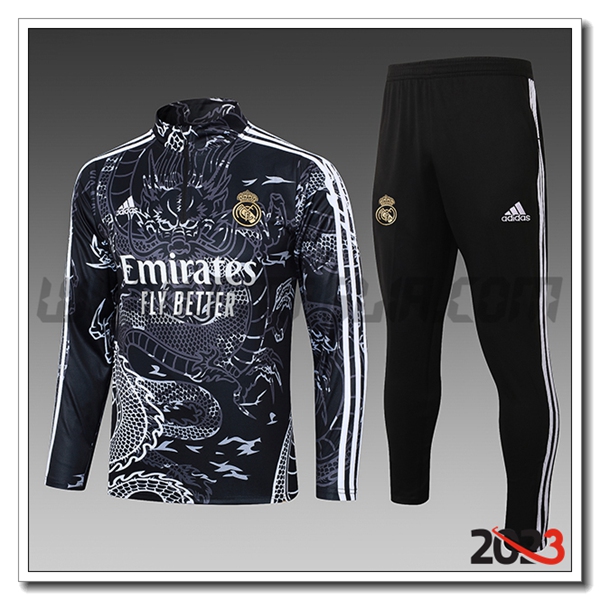 Tuta Allenamento Real Madrid Bambino Grigio/Nero/Bianco 2023 2024