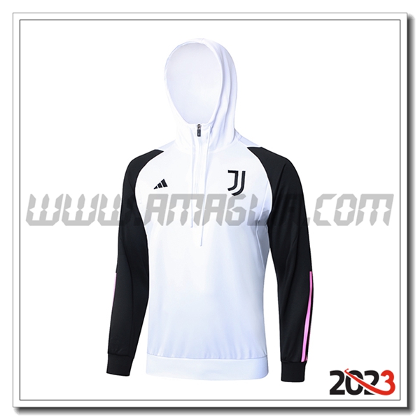 Felpa Allenamento Cappuccio Juventus Bianco/Nero/Rosa 2023 2024