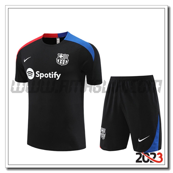 Kit Maglia Allenamento + Pantaloncini FC Barcellona Bambino Nero/Rosso/Blu 2023 2024
