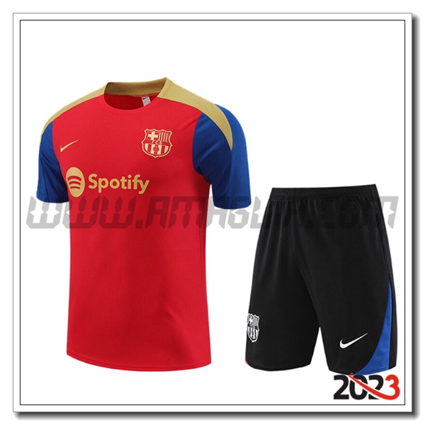 Kit Maglia Allenamento + Pantaloncini FC Barcellona Bambino Rosso/Giallo/Blu/Nero 2023 2024