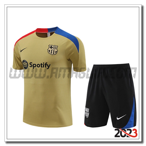Kit Maglia Allenamento + Pantaloncini FC Barcellona Bambino Marrone/Rosso/Blu/Nero 2023 2024