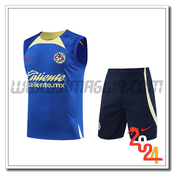 Kit Canotta Allenamento + Pantaloncini Club America Blu/Verde 2024/2025