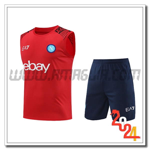 Kit Canotta Allenamento + Pantaloncini SSC Napoli Rosso/Blu 2024/2025