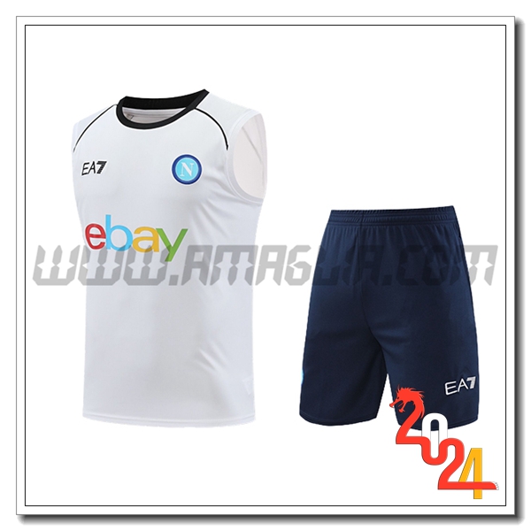 Kit Canotta Allenamento + Pantaloncini SSC Napoli Bianco/Blu 2024/2025