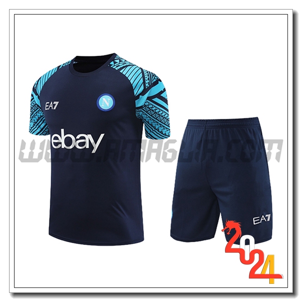 Kit Maglia Allenamento + Pantaloncini SSC Napoli Blu Scuro 2024/2025