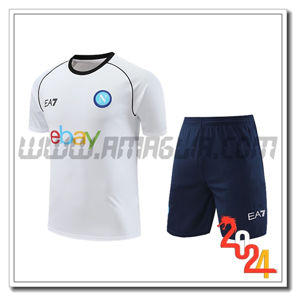 Kit Maglia Allenamento + Pantaloncini SSC Napoli Bianco/Blu 2024/2025