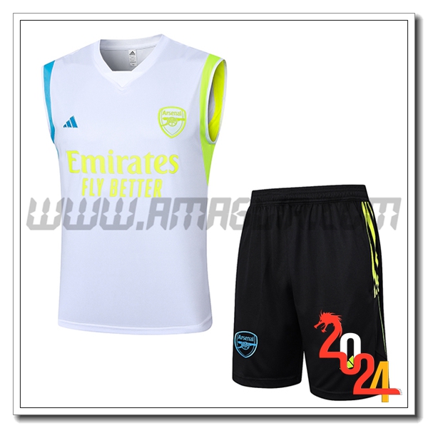 Kit Canotta Allenamento + Pantaloncini Arsenal Bianco/Nero 2024/2025