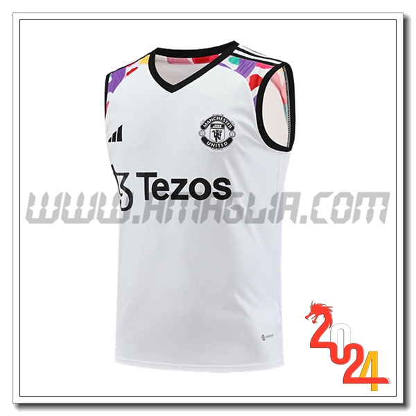 Canotta Allenamento Manchester United Bianco/Nero 2024/2025
