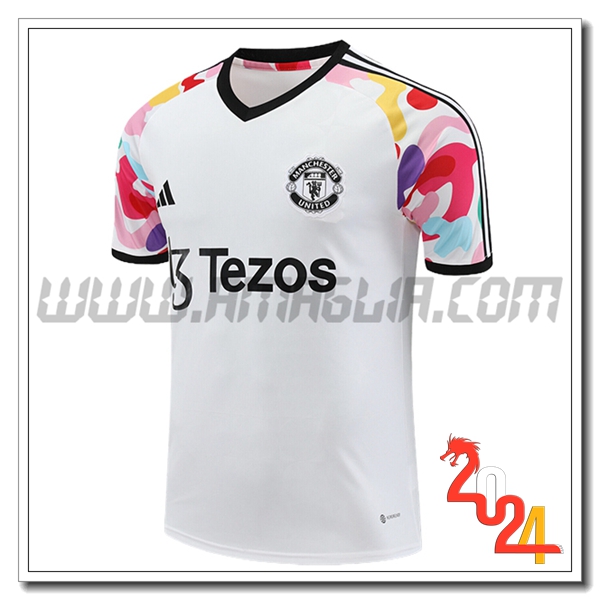 T Shirt Allenamento Manchester United Bianco/Nero 2024/2025