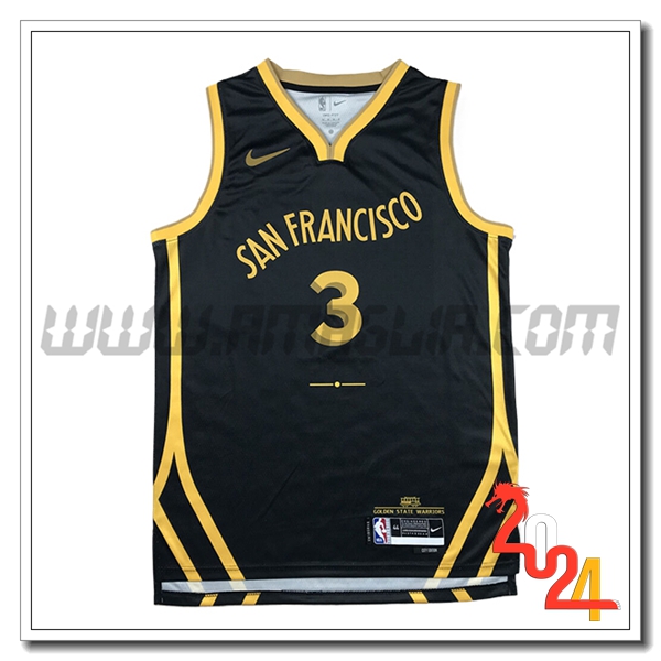 Maglia Golden State Warriors (PAUL #3) 2023/24 Nero/Giallo -03
