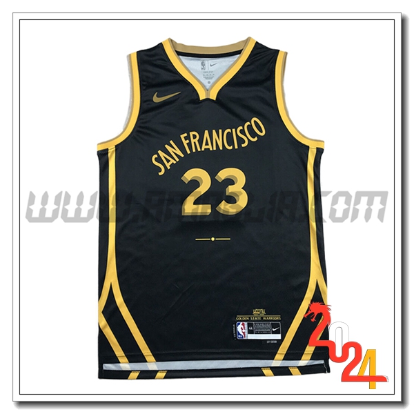 Maglia Golden State Warriors (GREEN #23) 2023/24 Nero/Giallo -02