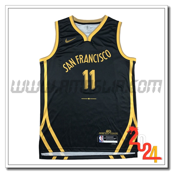 Maglia Golden State Warriors (THOMPSON #11) 2023/24 Nero/Giallo -02