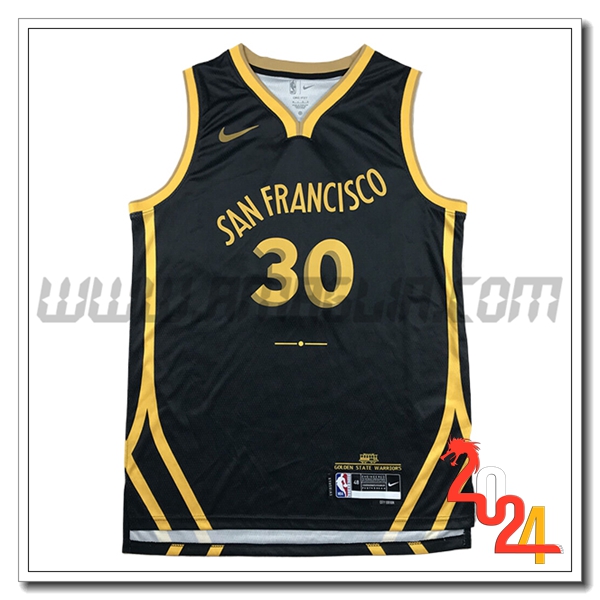 Maglia Golden State Warriors (CURRY #30) 2023/24 Nero/Giallo -05