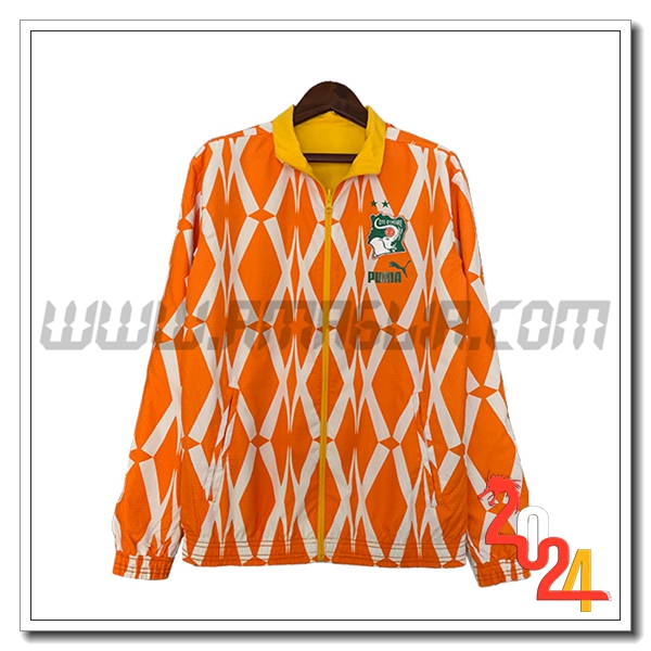 Giacca A Vento Costa d'Avorio Arancia/Bianco 2023 2024