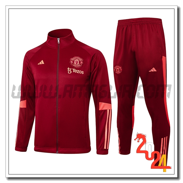 Tuta Allenamento Giacca Calcio Manchester United Rosso/Rosa 2023 2024