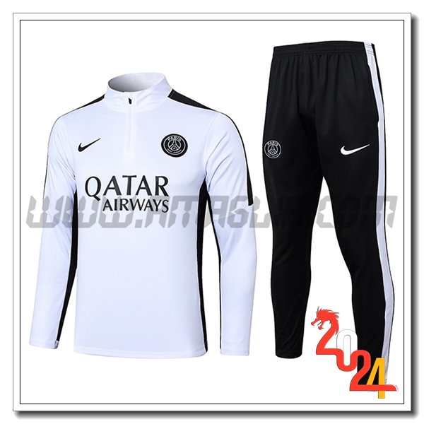 Tuta Allenamento PSG Bianco/Nero 2023 2024