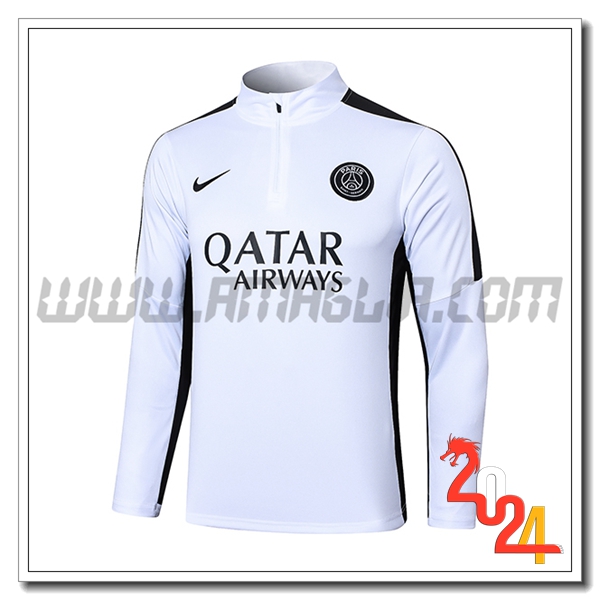 Felpa Allenamento PSG Bianco/Nero 2023 2024