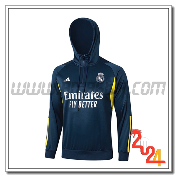 Giacca Con Cappuccio Real Madrid Blu/Giallo 2023 2024