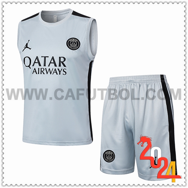 Kit Canotta Allenamento + Pantaloncini Jordan PSG Bianco/Nero 2024 2025