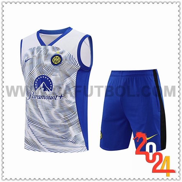 Kit Canotta Allenamento + Pantaloncini Inter Milan Bianco/Blu 2024 2025