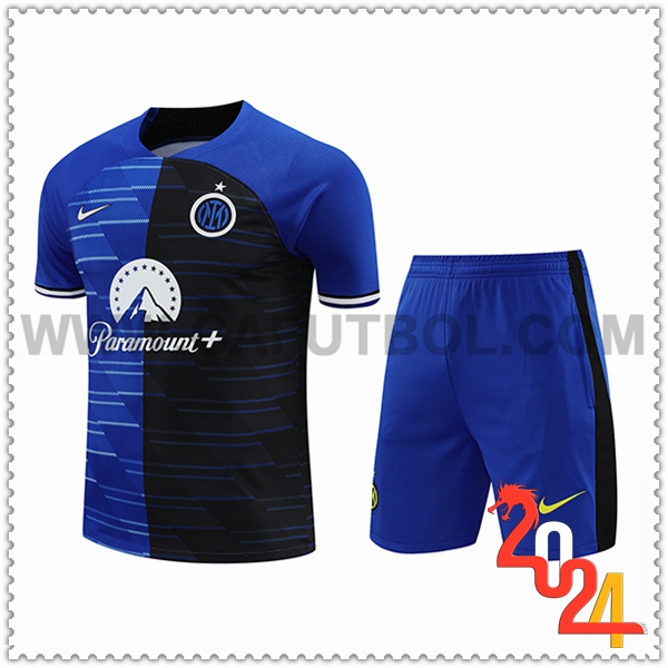 Kit Maglia Allenamento + Pantaloncini Inter Milan Blu/Nero 2024 2025
