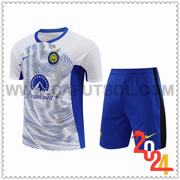 Kit Maglia Allenamento + Pantaloncini Inter Milan Bianco/Blu 2024 2025