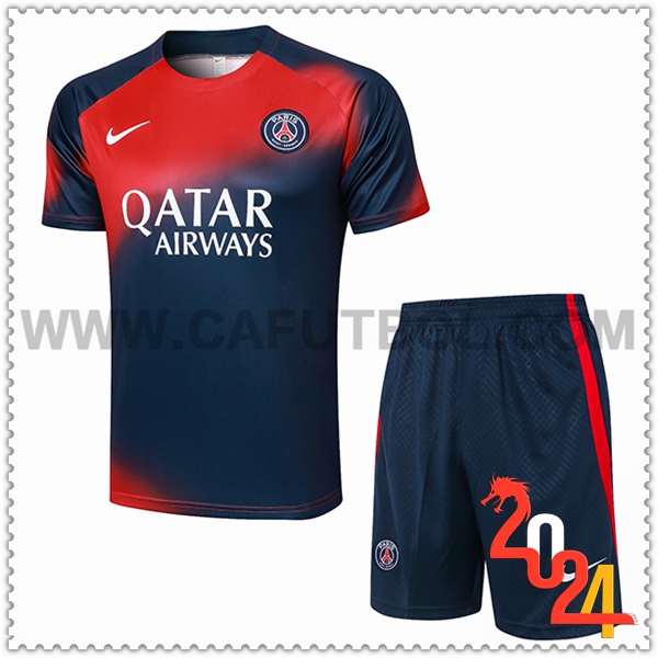 Kit Maglia Allenamento + Pantaloncini PSG Blu/Rosso 2024 2025