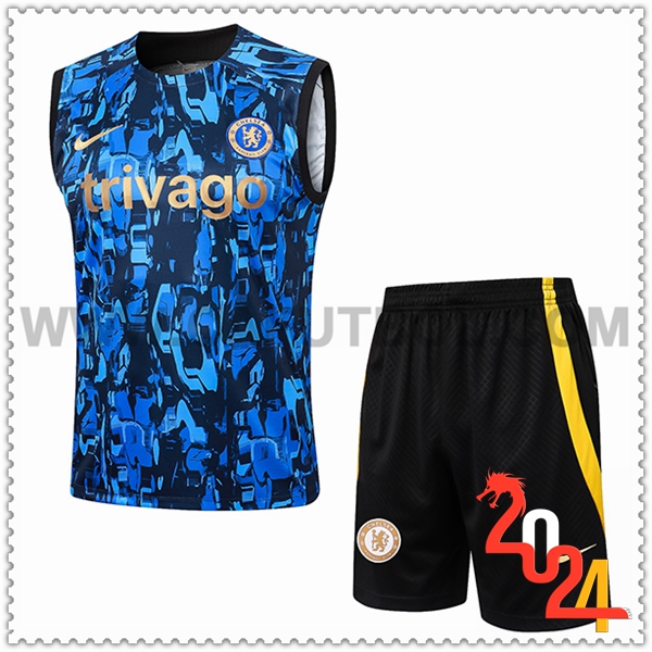 Kit Canotta Allenamento + Pantaloncini FC Chelsea Blu/Nero 2024 2025
