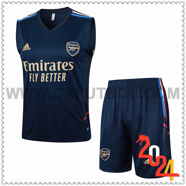 Kit Canotta Allenamento + Pantaloncini Arsenal Blu Scuro 2024 2025