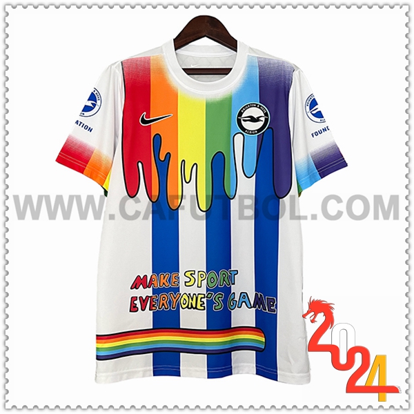 T Shirt Allenamento Brighton Bianco/Blu/Rosso 2024 2025