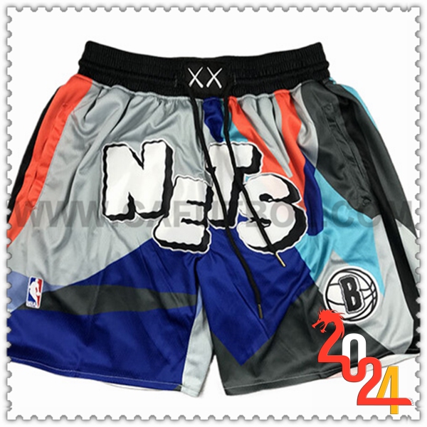 Pantaloncini NBA Brooklyn Nets 2024/25 Grigio/Blu/Arancia