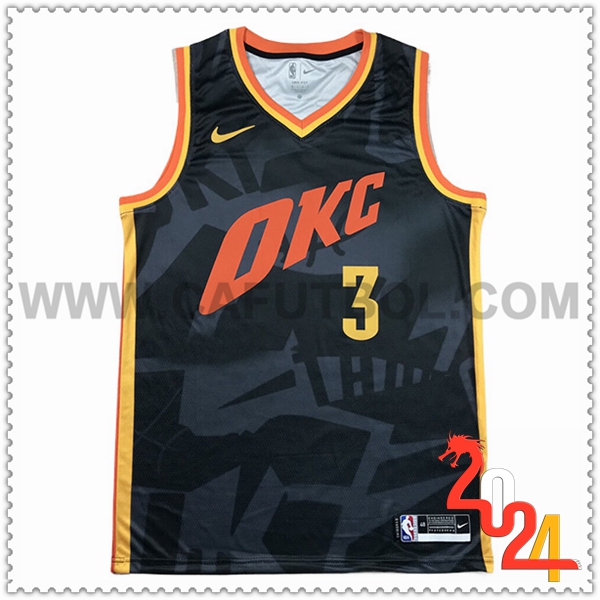 Maglia Oklahoma City Thunder (GIDDEY #3) 2024/25 Nero/Rosso/Giallo