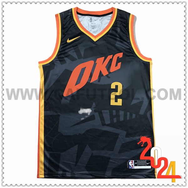 Maglia Oklahoma City Thunder (GILGEOUS-ALEXANDER #2) 2024/25 Nero/Rosso/Giallo