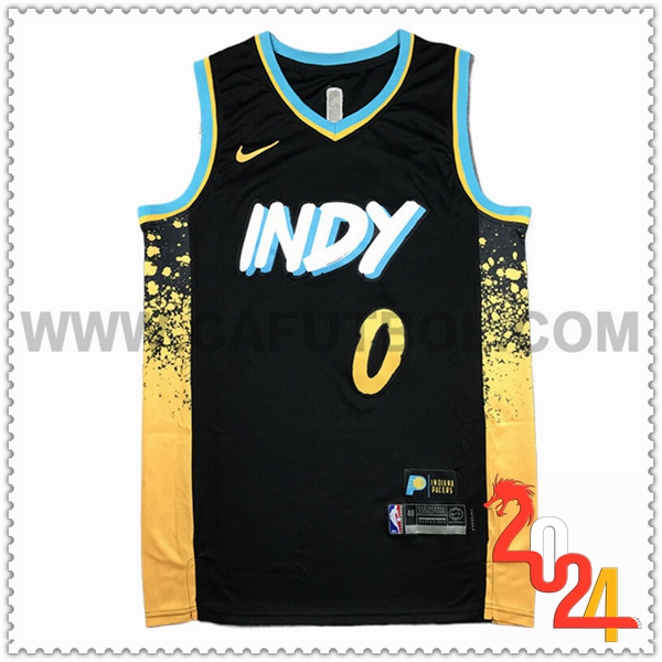 Maglia Indiana Pacers (HALIBURTON #0) 2024/25 Nero/Giallo