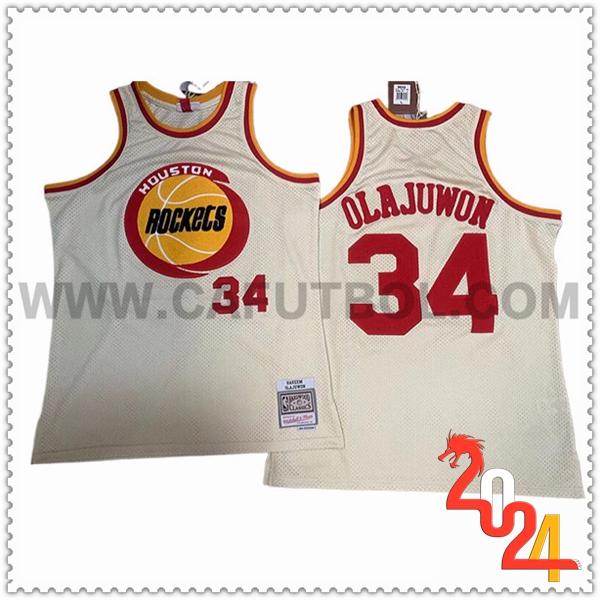 Maglia Houston Rockets (OLAJUWON #34) 2024/25 Bianco/Rosso/Giallo
