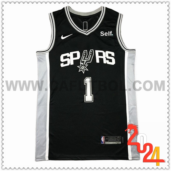 Maglia San Antonio Spurs (WEMBANYAMA #1) 2024/25 Nero/Grigio/Bianco