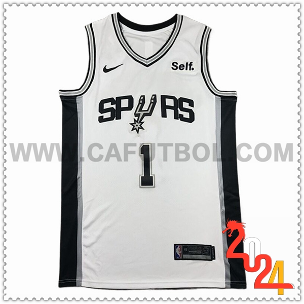 Maglia San Antonio Spurs (WEMBANYAMA #1) 2024/25 Bianco/Nero