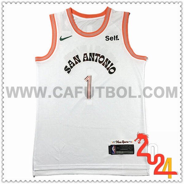 Maglia San Antonio Spurs (WEMBANYAMA #1) 2024/25 Bianco/Arancia