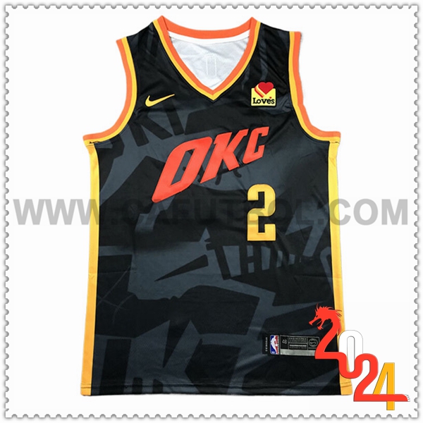 Maglia Oklahoma City Thunder (GILGEOUS-ALEXANDER #2) 2024/25 Nero/Grigio/Giallo/Arancia